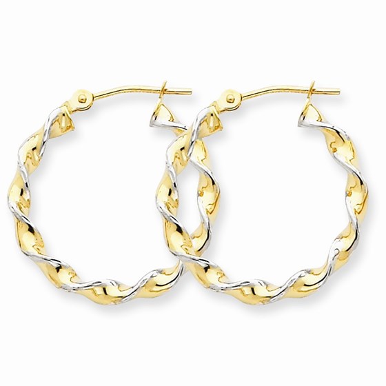 14k Gold Polished 2.75 mm Fancy Twisted Hoop Earrings 14k Gold Polished 2.75 mm Fancy Twisted Hoop Earrings
